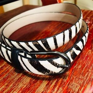 Vintage zebra print leather belt